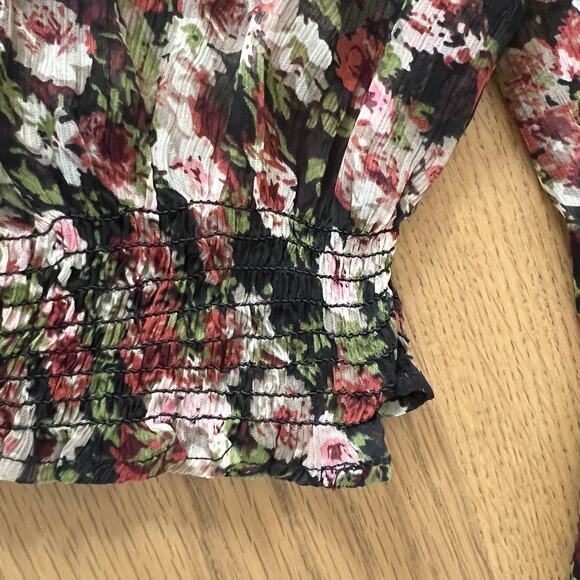 Mango Boho Sheer Chiffon Floral Mini Dress Size 6 Cottage Ethereal Festival - Picture 7 of 7